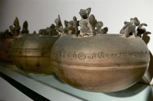 Ash pots in the museum on Vaamika Island.
